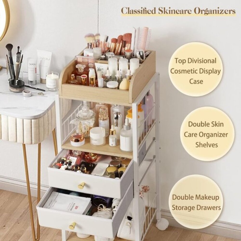New Floor Makeup Organizer, Skincare Storage with Drawers for Vanity & Perfume - Picture 3 of 9